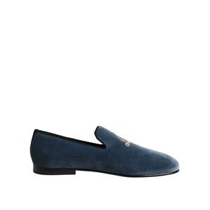 Dolce & Gabbana Blue Velvet DG Logo Loafers Formal Men's Shoes